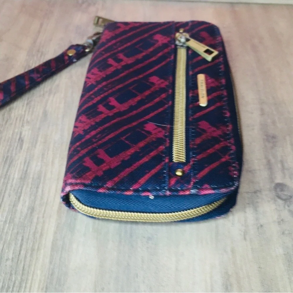 Travelon Red and Blue Nylon Zippered Wristlet Wallet
